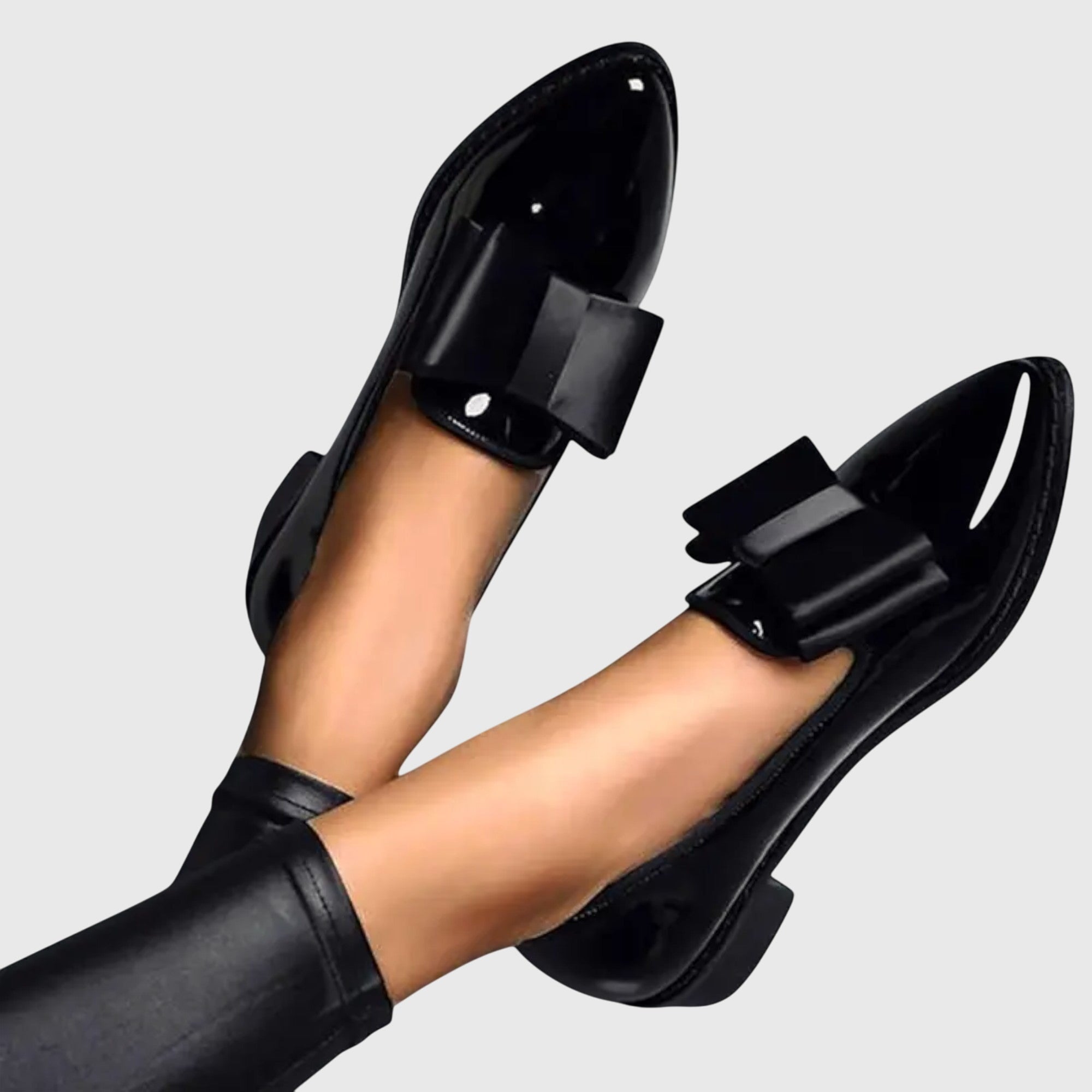 Women’s Bow Detail Patent Loafers Elegant Slip-On Shoes