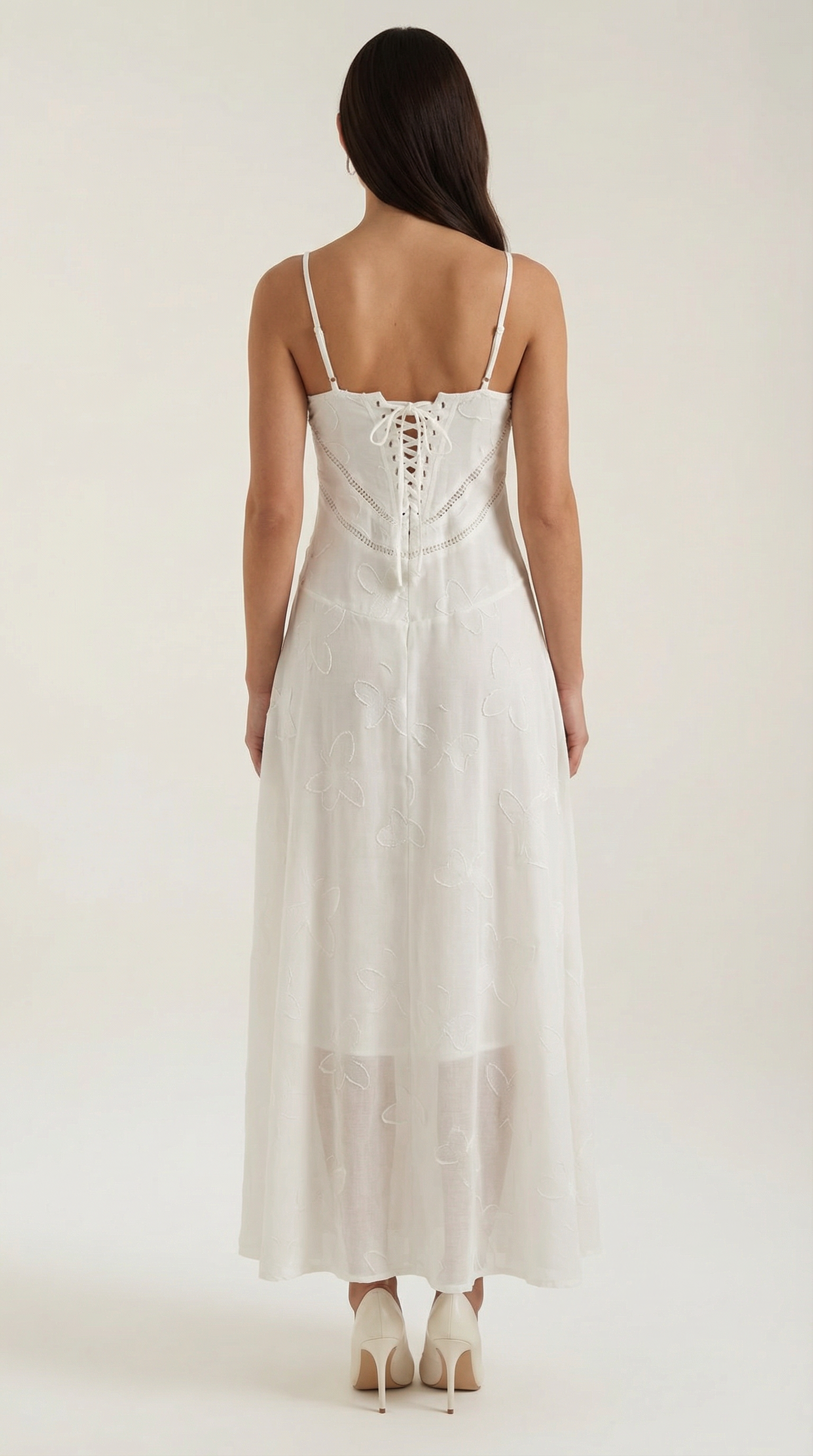 Women’s Sweetheart Jacquard Maxi Dress with Delicate Straps