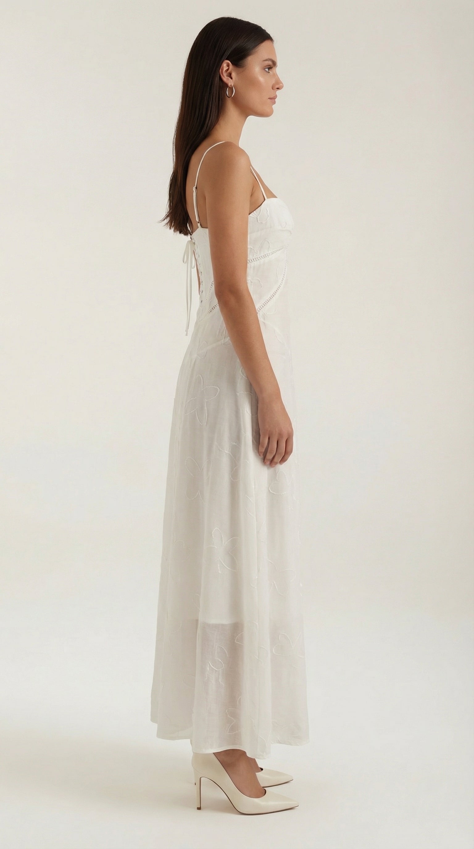 Women’s Sweetheart Jacquard Maxi Dress with Delicate Straps