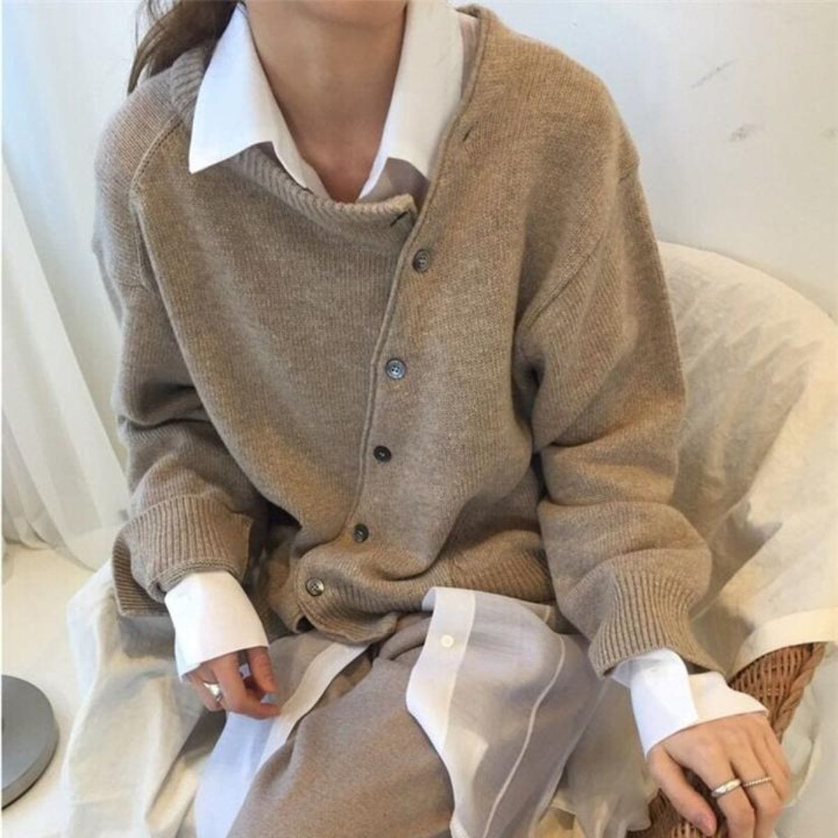 Strick-Cardigan mit Knopfleiste vorn für Damen – weicher Langarmpullover aus Kaschmirmischung für Arbeit, Freizeit und Lagenlooks im Alltag