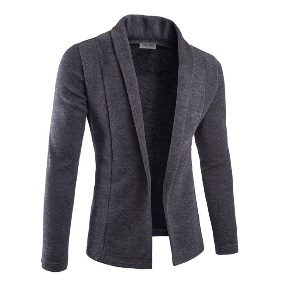 Cardigan til mænd med åben front og sjalskrave – afslappet langærmet striklag til smart casual-brug