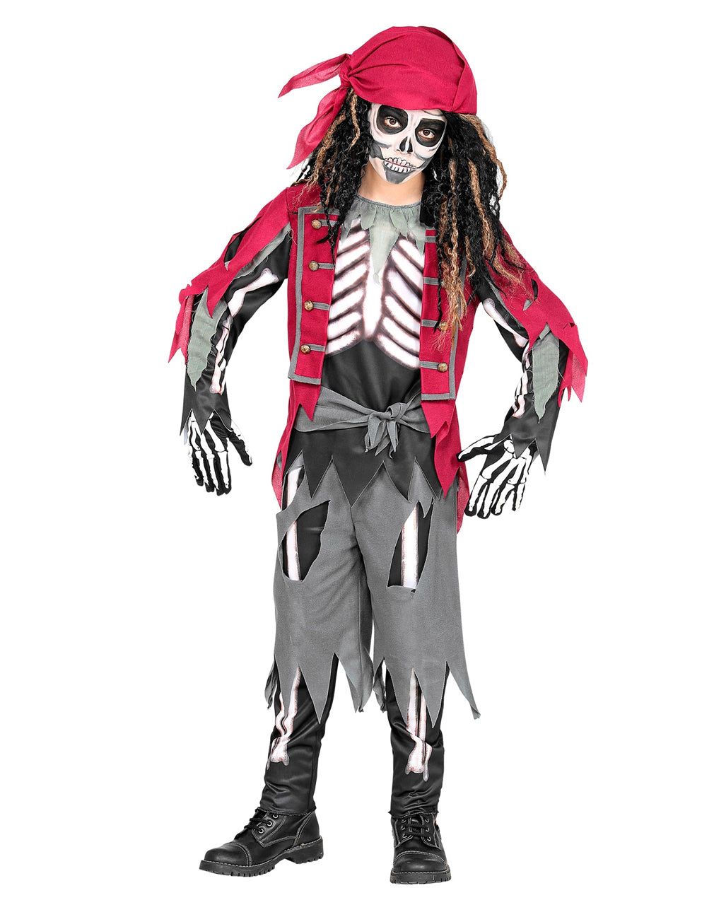 Børnekostume som skeletpirat til halloweenudklædning