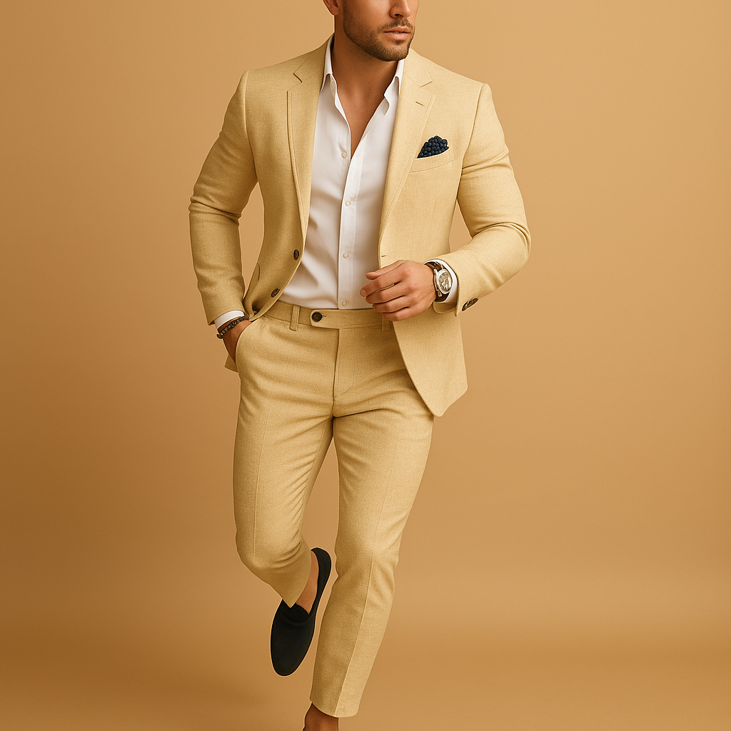 Slim fit-jakkesæt til mænd i to dele - Skræddersyet blazer- og buksesæt til bryllupper, forretningsmøder, formelle begivenheder og aftenanledninger
