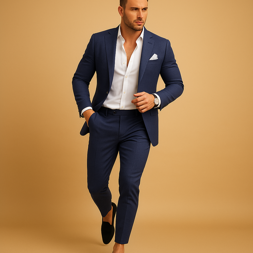 Slim fit-jakkesæt til mænd i to dele - Skræddersyet blazer- og buksesæt til bryllupper, forretningsmøder, formelle begivenheder og aftenanledninger