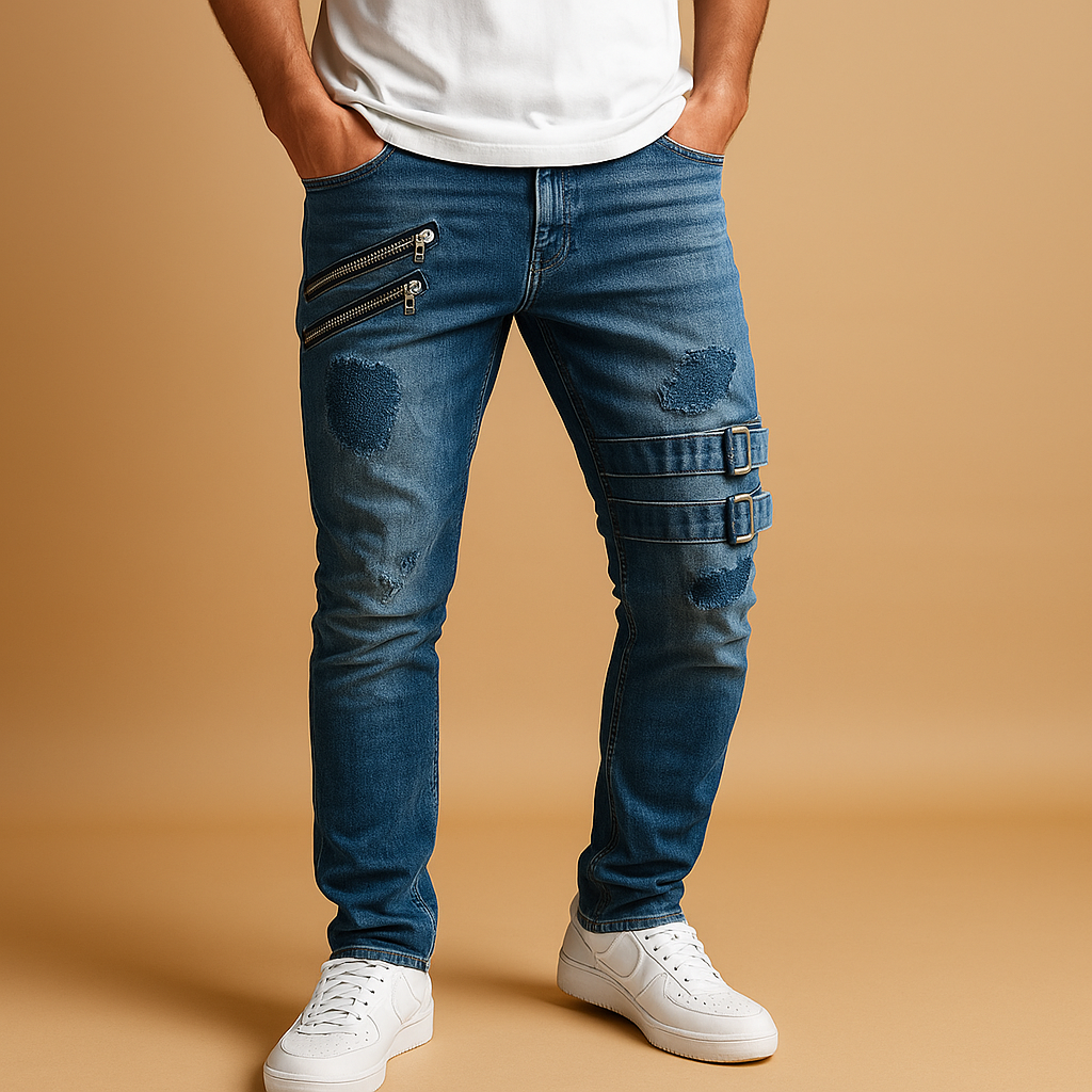 Pánské strečové džíny ve slim střihu – džínovina s praktickými detaily pro ležérní streetwear a večerní nošení