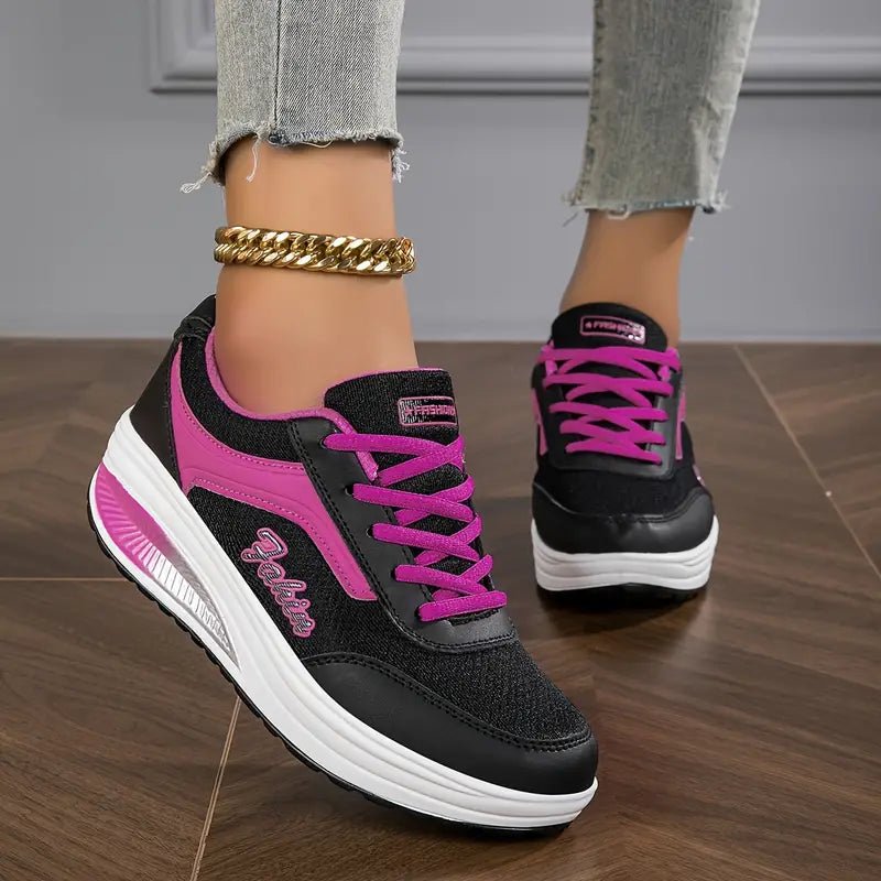 Zapatillas deportivas de mujer con plataforma y cordones para caminar – Deportivas ergonómicas acolchadas para el trabajo diario, los viajes y las caminatas largas