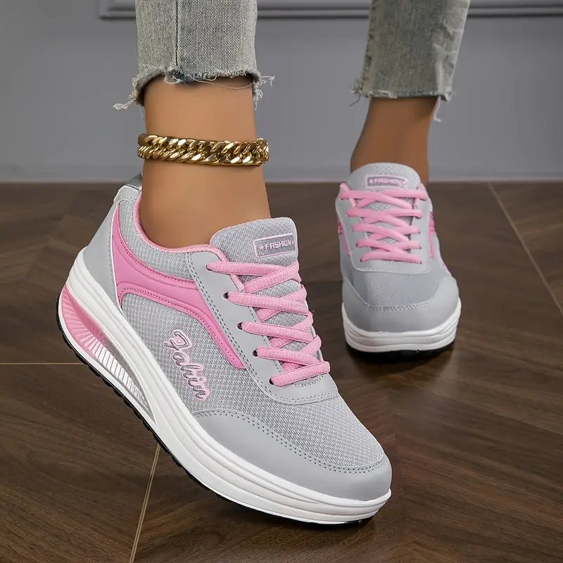 Zapatillas deportivas de mujer con plataforma y cordones para caminar – Deportivas ergonómicas acolchadas para el trabajo diario, los viajes y las caminatas largas