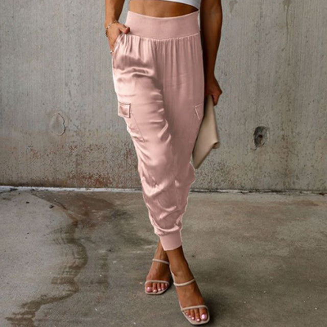 Calças jogger cargo de cintura subida para mulher – Parte inferior afunilada de inspiração utilitária para looks citadinos de outono, viagens, planos de fim de semana e um estilo casual para o dia a dia
