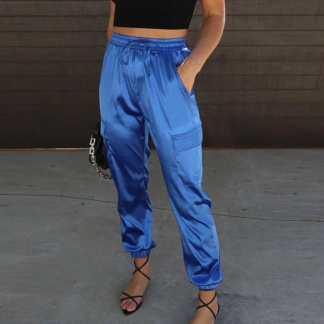 Calças jogger cargo de cintura subida para mulher – Parte inferior afunilada de inspiração utilitária para looks citadinos de outono, viagens, planos de fim de semana e um estilo casual para o dia a dia