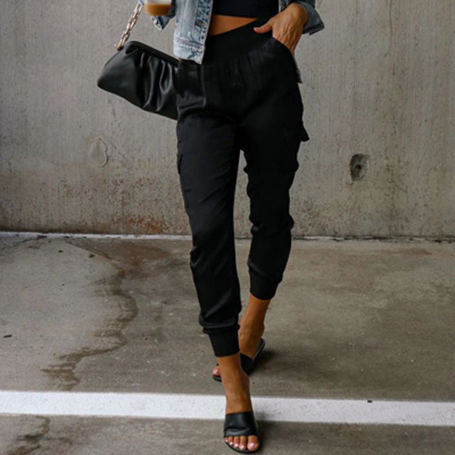 Women’s High-Waist Cargo Jogger Trousers – Tapered Utility Bottoms for Autumn City Wear Travel Weekend Plans and Casual Everyday Styling