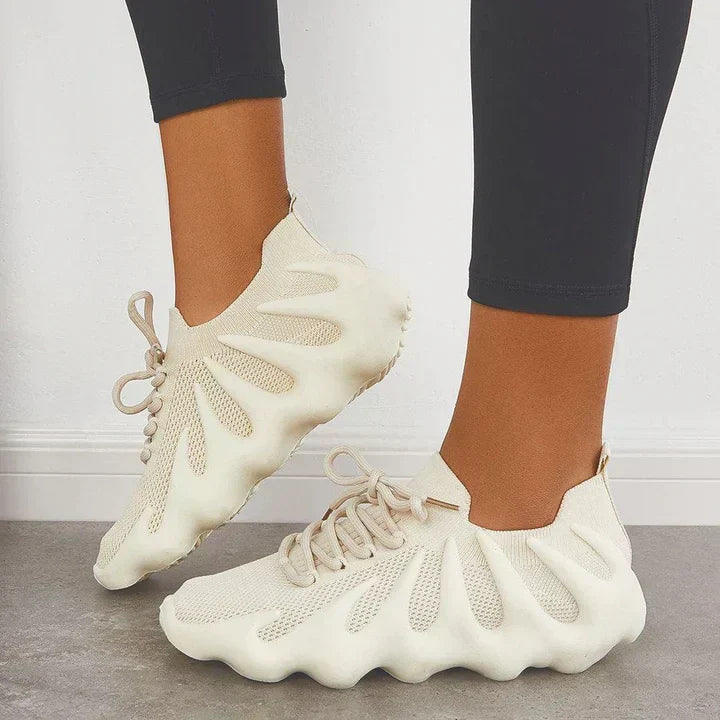 Women’s Sculpted-Sole Mesh Sneakers – Breathable Lace-Up Trainers for Casual Everyday Wear
