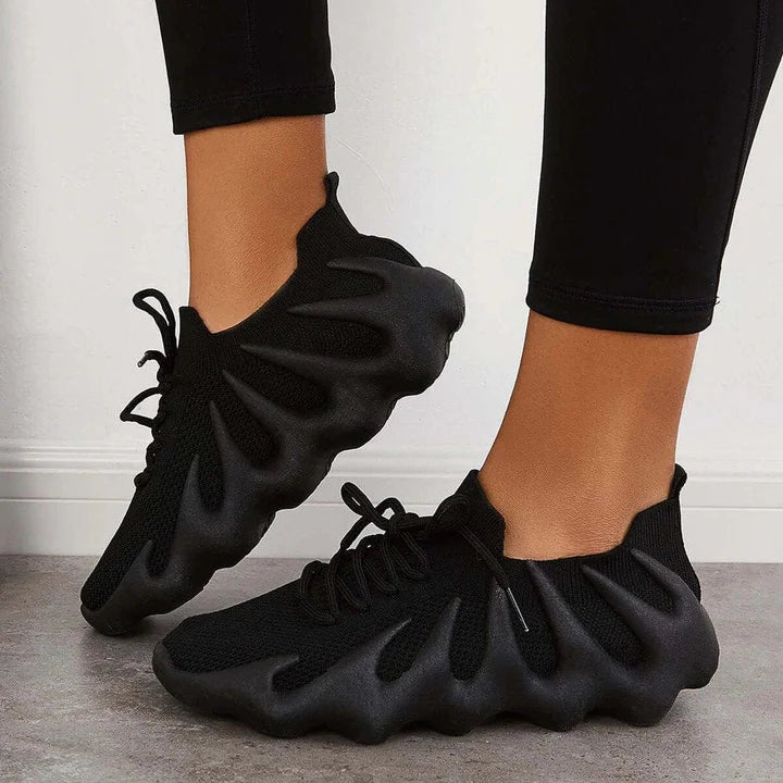 Women’s Sculpted-Sole Mesh Sneakers – Breathable Lace-Up Trainers for Casual Everyday Wear