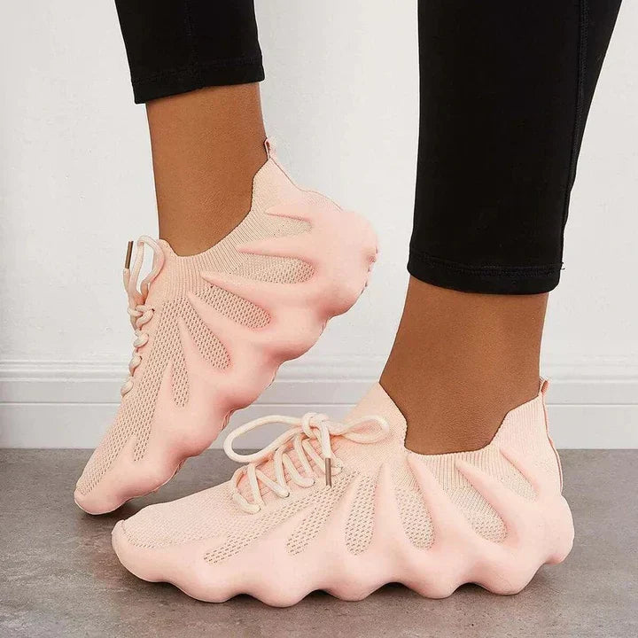 Women’s Sculpted-Sole Mesh Sneakers – Breathable Lace-Up Trainers for Casual Everyday Wear