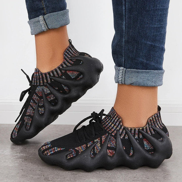Women’s Sculpted-Sole Mesh Sneakers – Breathable Lace-Up Trainers for Casual Everyday Wear