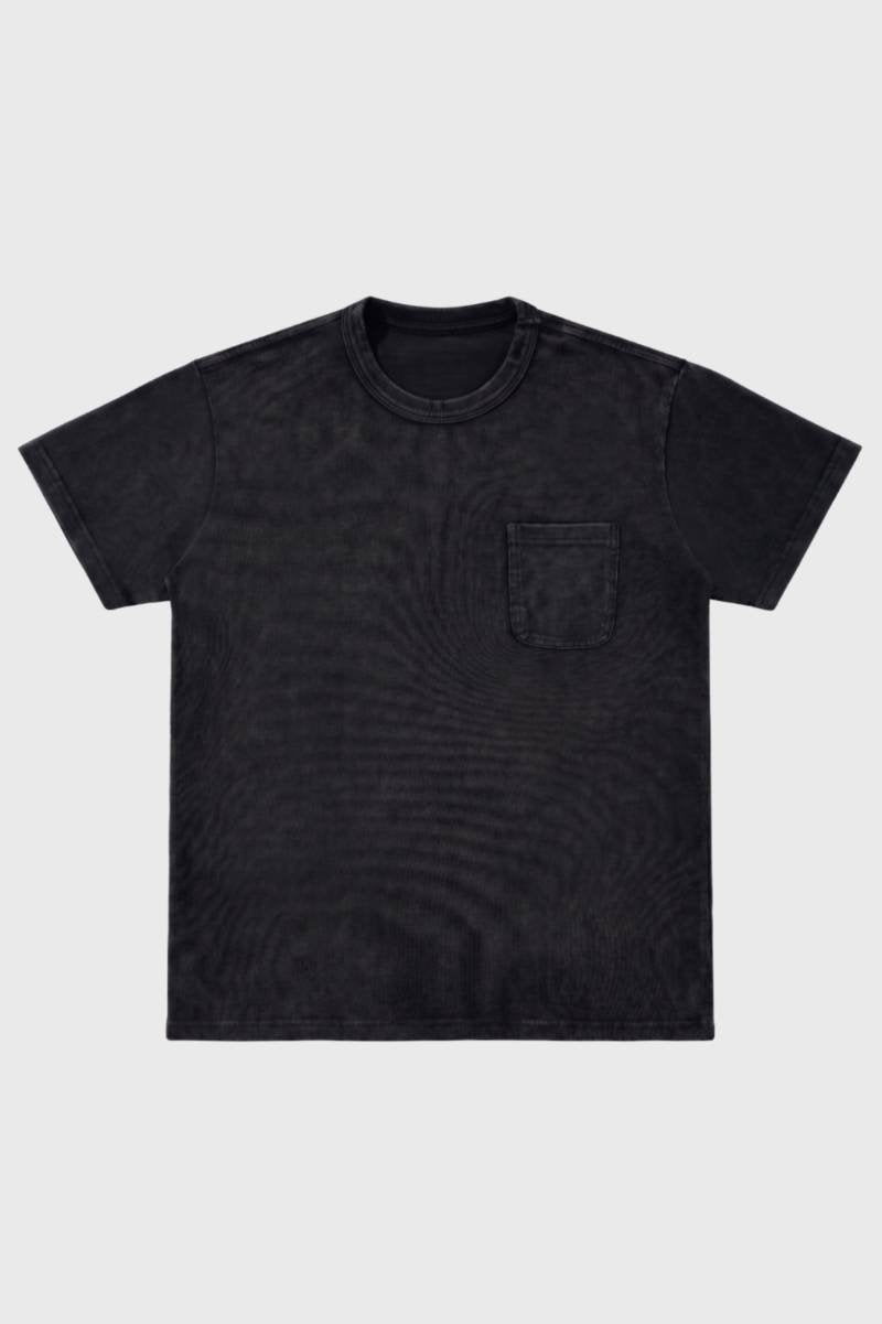 Herre T-shirt med brystlomme, vasket, hverdagsmodel