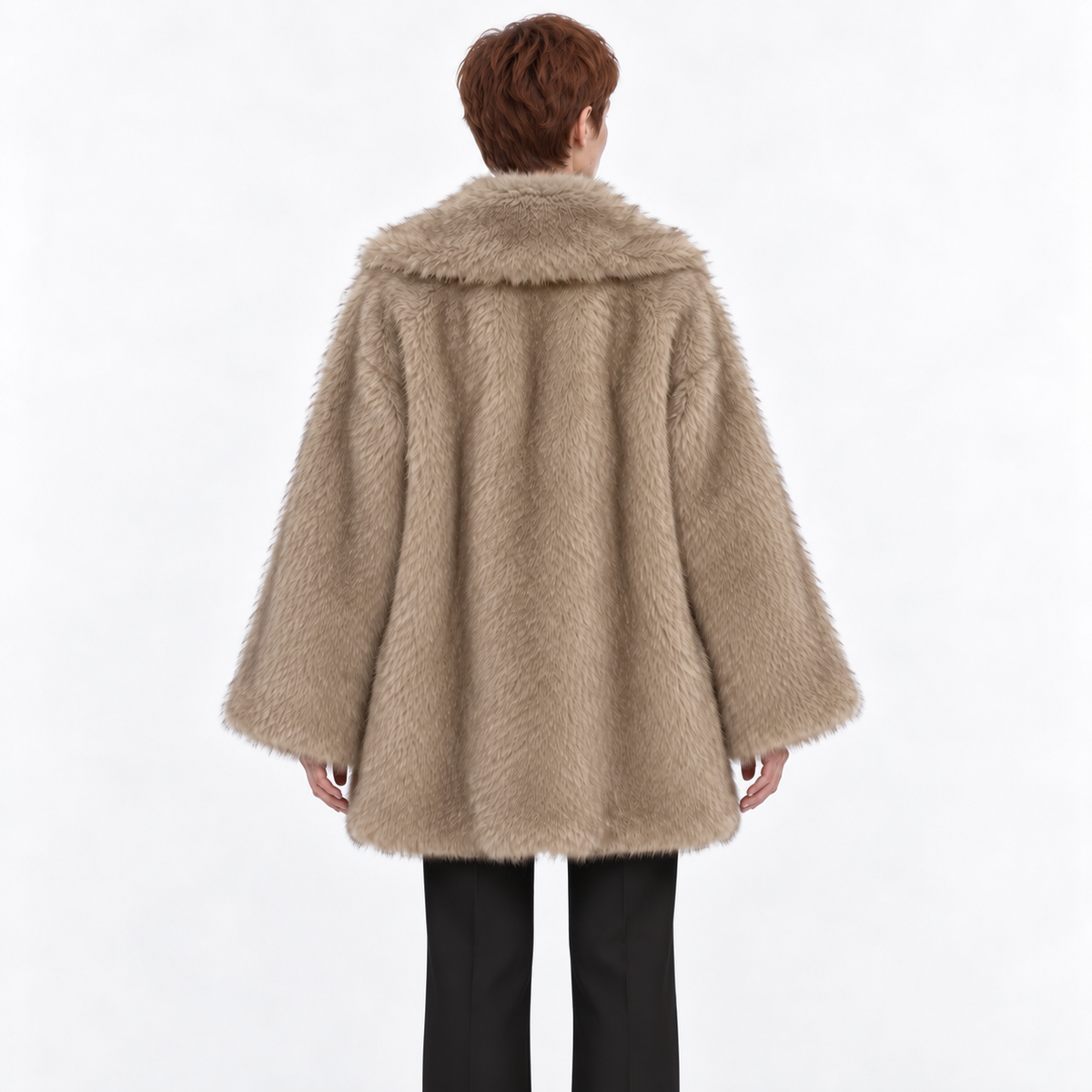 Chaqueta de invierno de piel sintética para mujer, de pelo largo - estilo relajado con solapas extendidas y largo que cubre la cadera para elegantes días fríos en la ciudad y sofisticadas combinaciones nocturnas