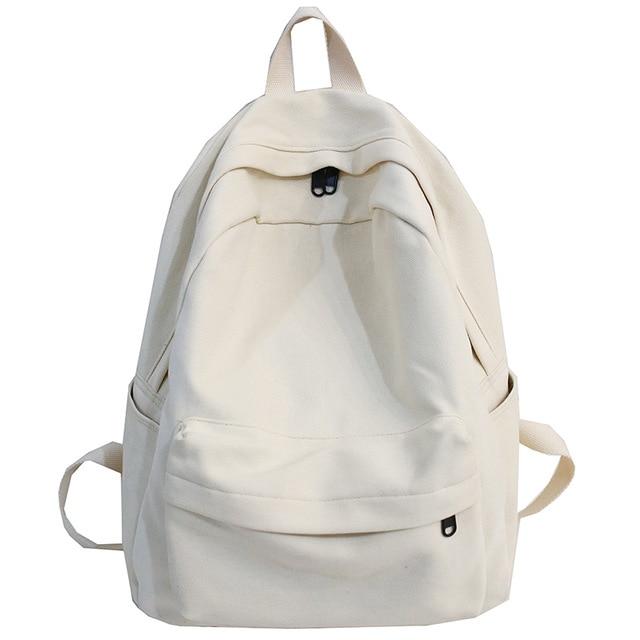 Women’s Minimalist Canvas Backpack – Water-Repellent Lightweight Multi-Pocket Bag with Laptop Compartment for School Work and Travel
