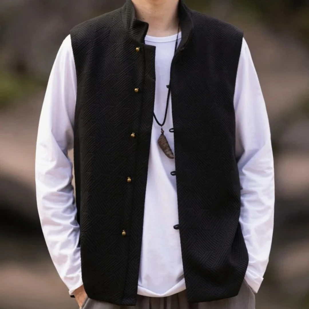 Gilet da uomo con collo rialzato e texture – Strato raffinato dal fascino tradizionale, ideale per outfit casual e occasioni speciali