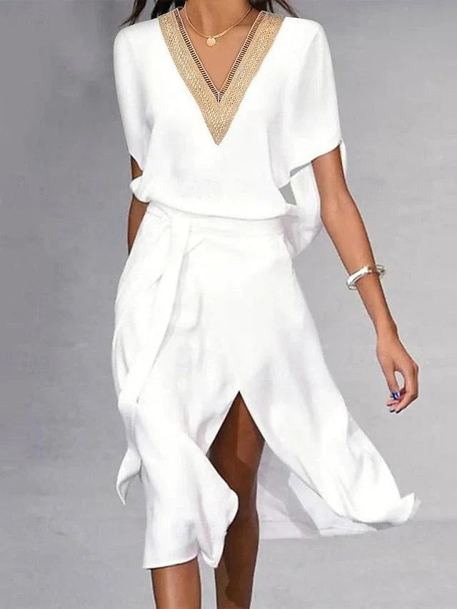 Women’s Midi Dress Draped Sleeve Wrap Hem Occasionwear