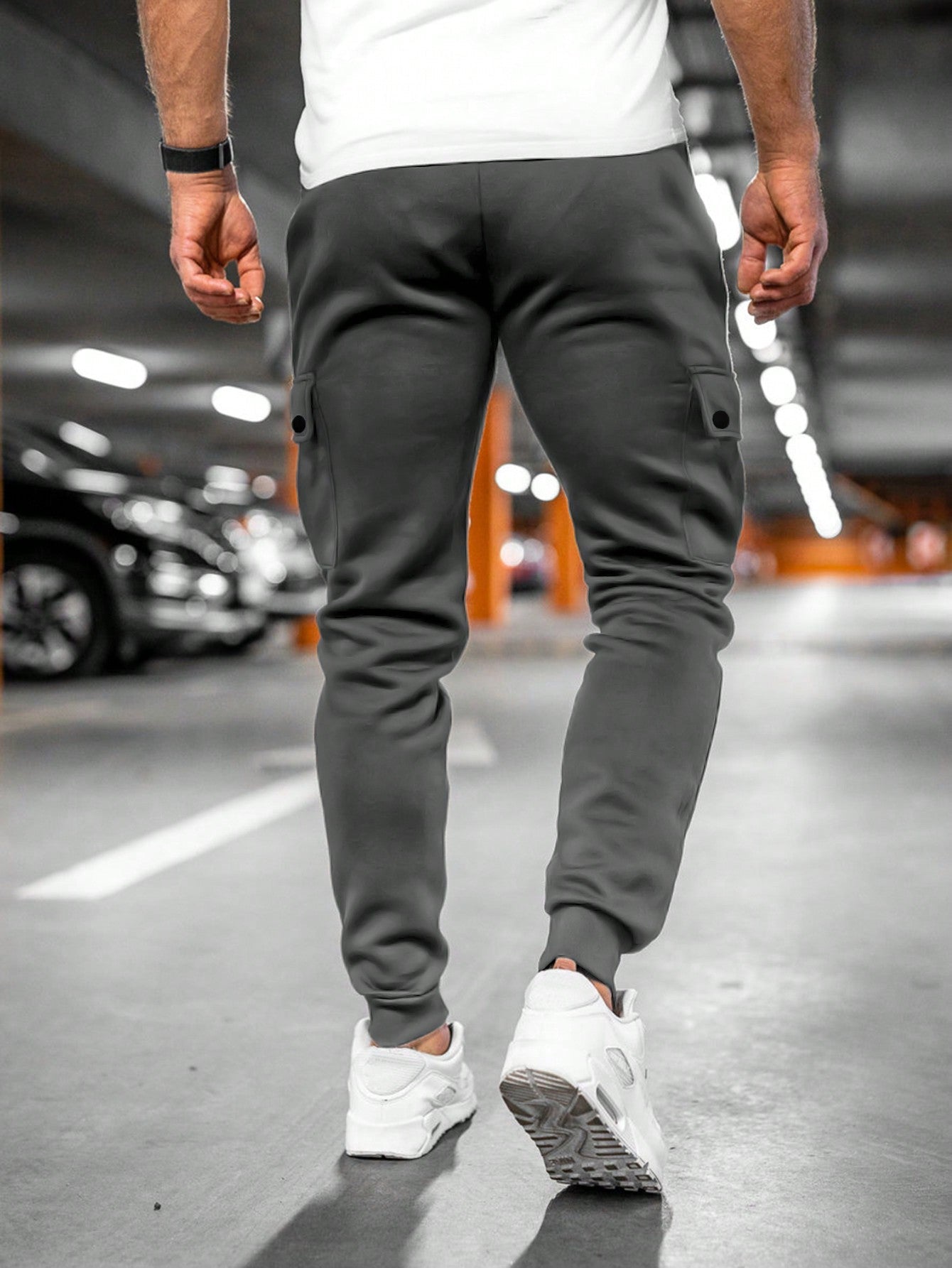 Men’s Jogging Bottoms with Turn-Over Pocket Comfortable Casual Cropped Lounge Pants Lightweight Stretch Design