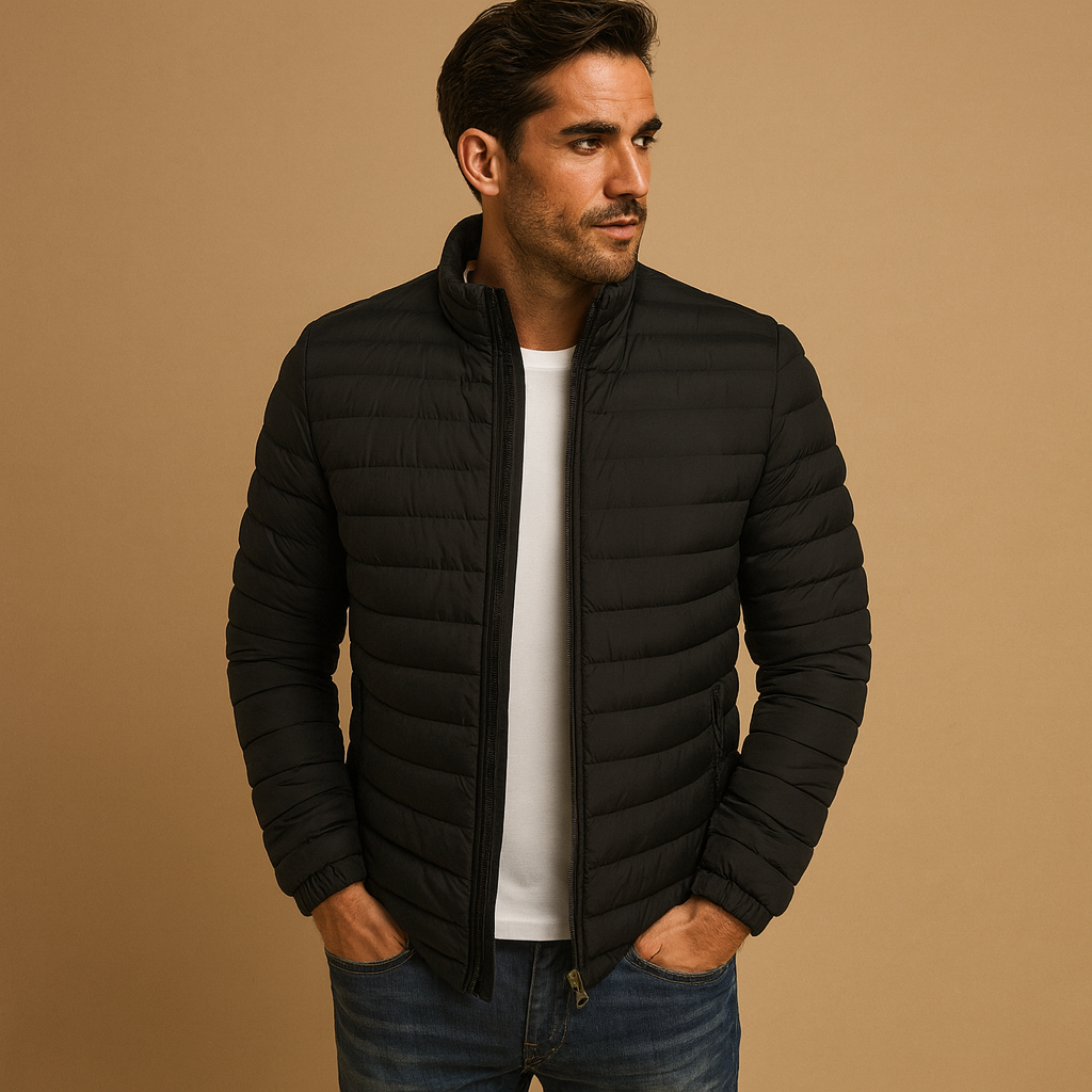 Cazadora acolchada ligera para hombre - Prenda con relleno y cremallera para primavera, verano, viajes, días informales y el día a día en la ciudad
