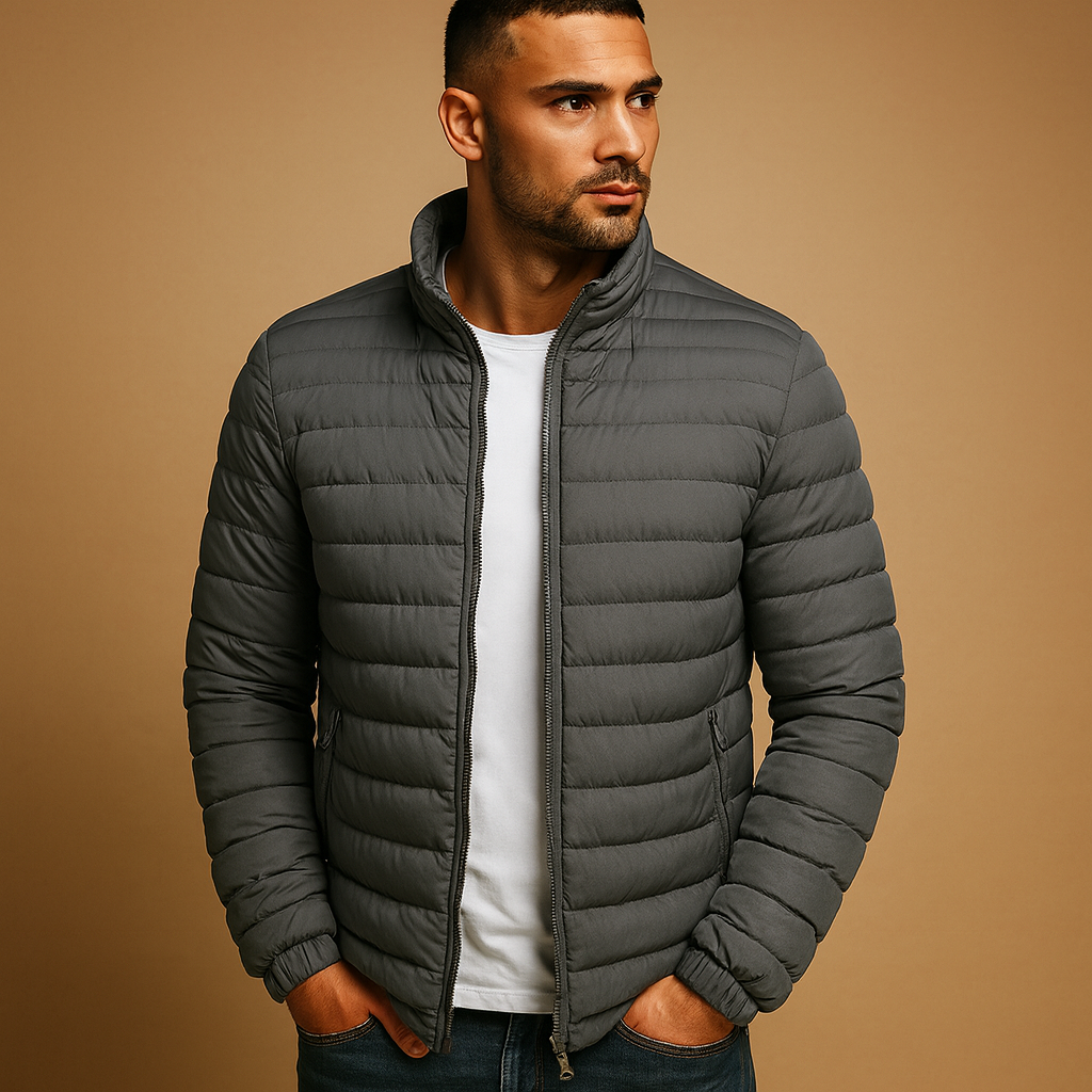 Cazadora acolchada ligera para hombre - Prenda con relleno y cremallera para primavera, verano, viajes, días informales y el día a día en la ciudad