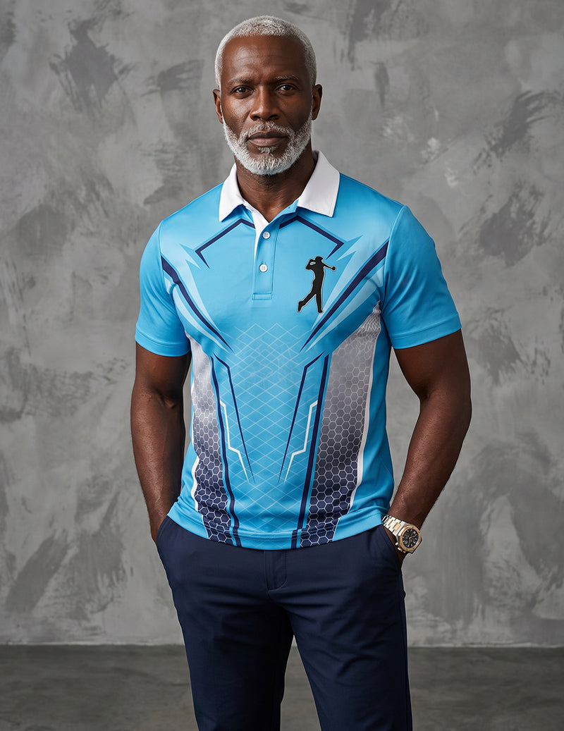Polo de golf imprimé pour homme avec col contrastant