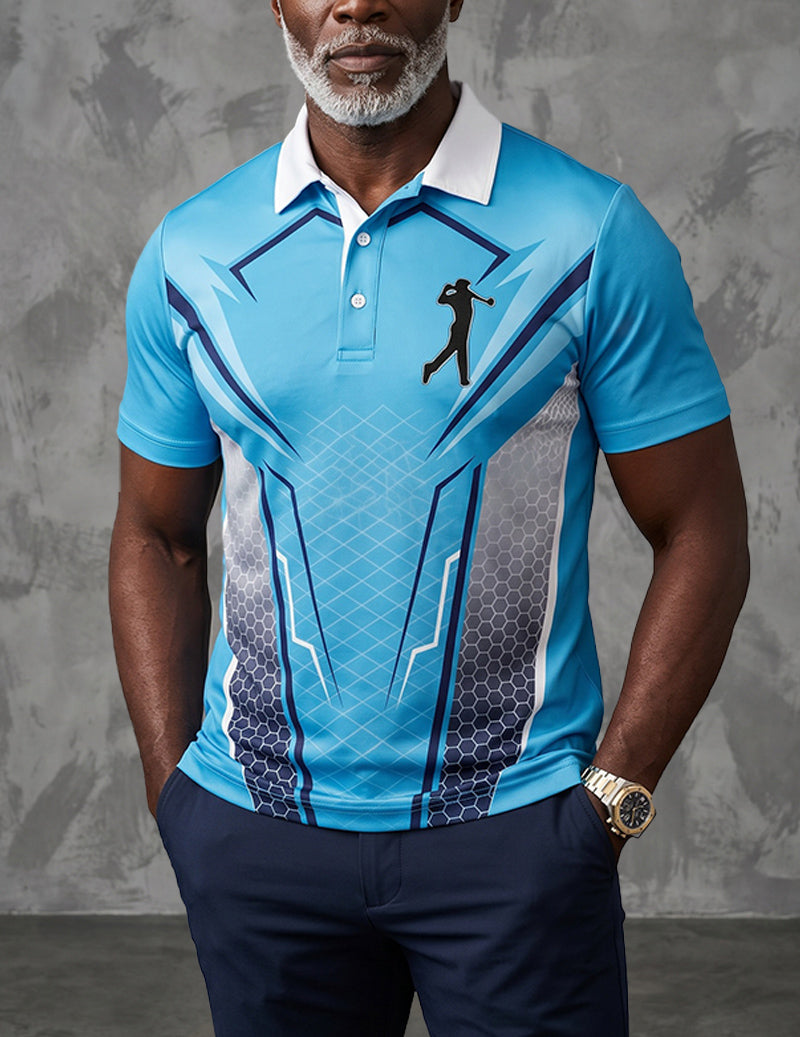 Polo de golf imprimé pour homme avec col contrastant