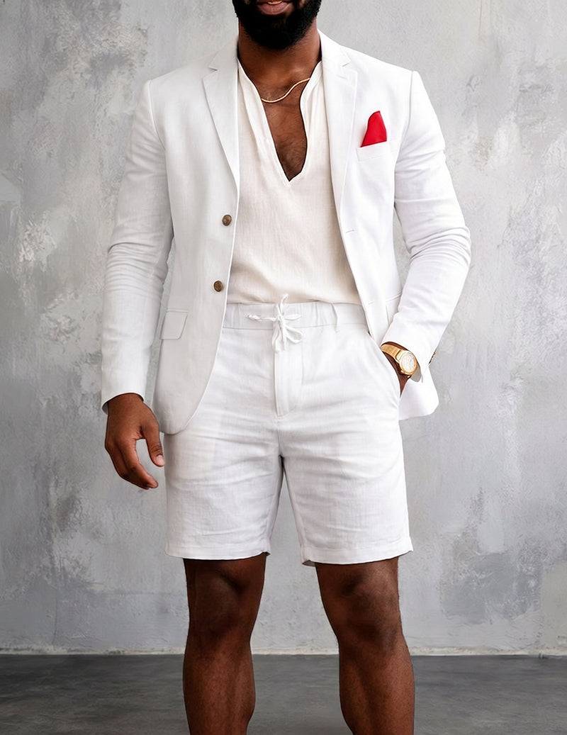 Men’s Tailored Blazer and Drawstring Shorts Outfit Set
