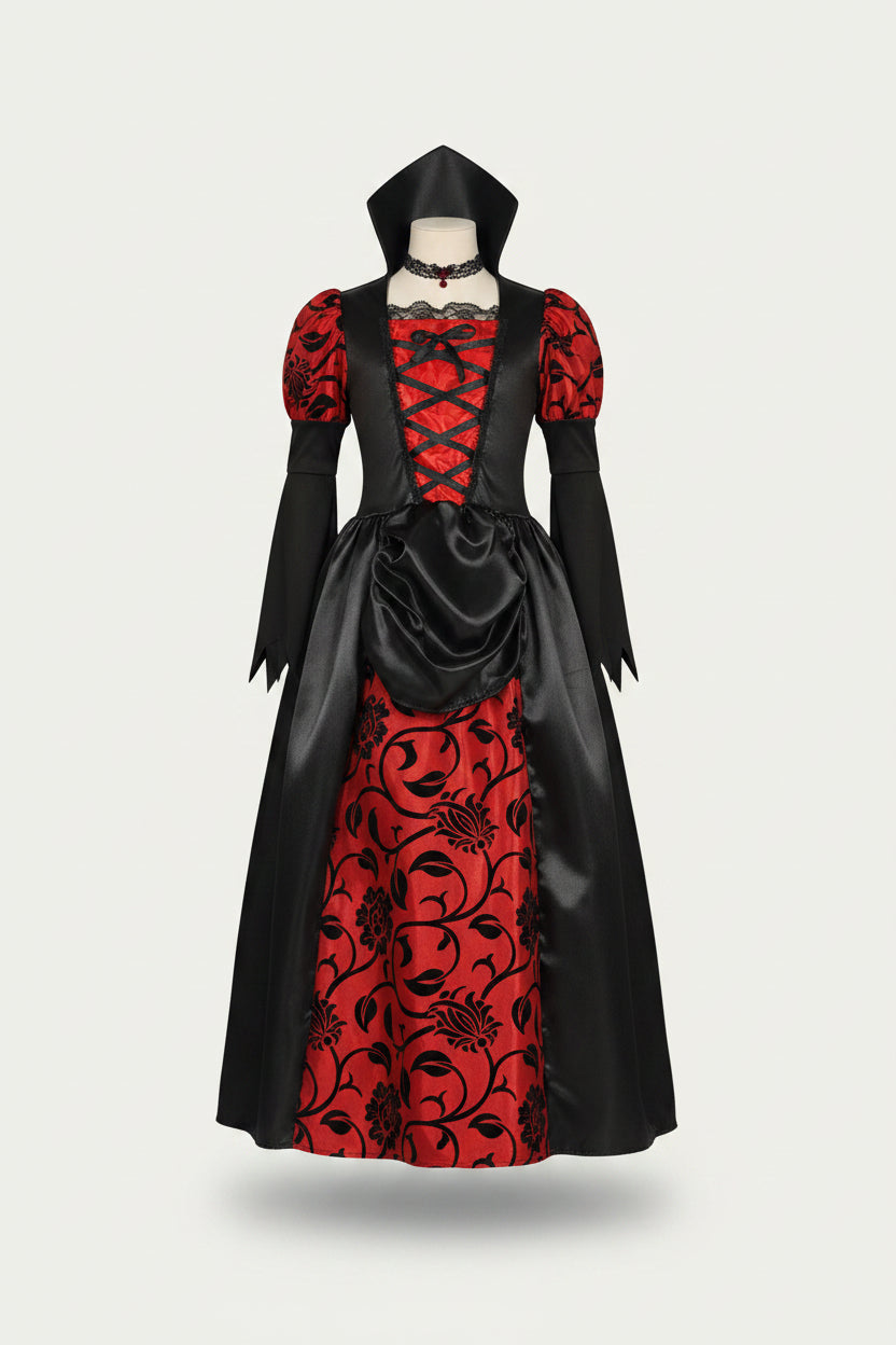 Lasten punamusta vampyyriprinsessan Halloween-asu
