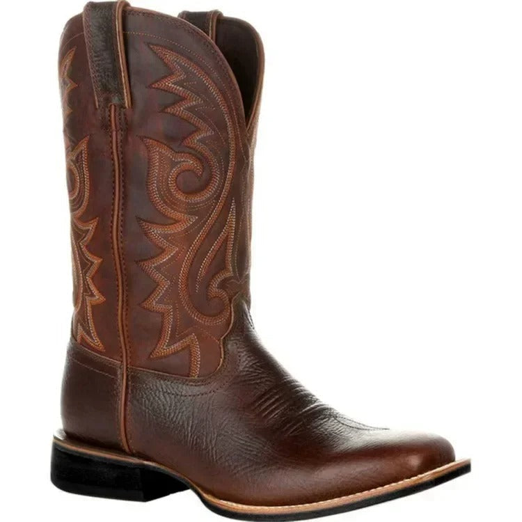 Damskie kowbojki w stylu western – haftowane, do połowy łydki, na co dzień