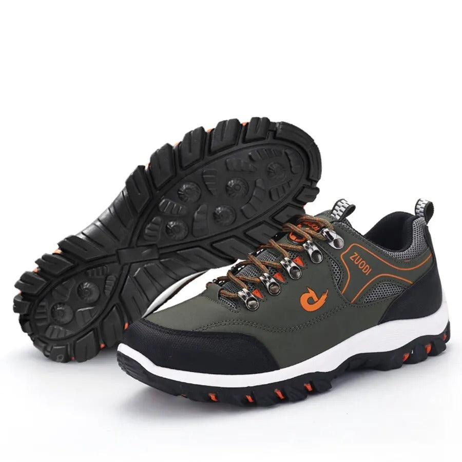 Sapatos de caminhada impermeáveis com biqueiras reforçadas para homem – Conforto respirável com atacadores para caminhadas no campo e aventuras ao ar livre