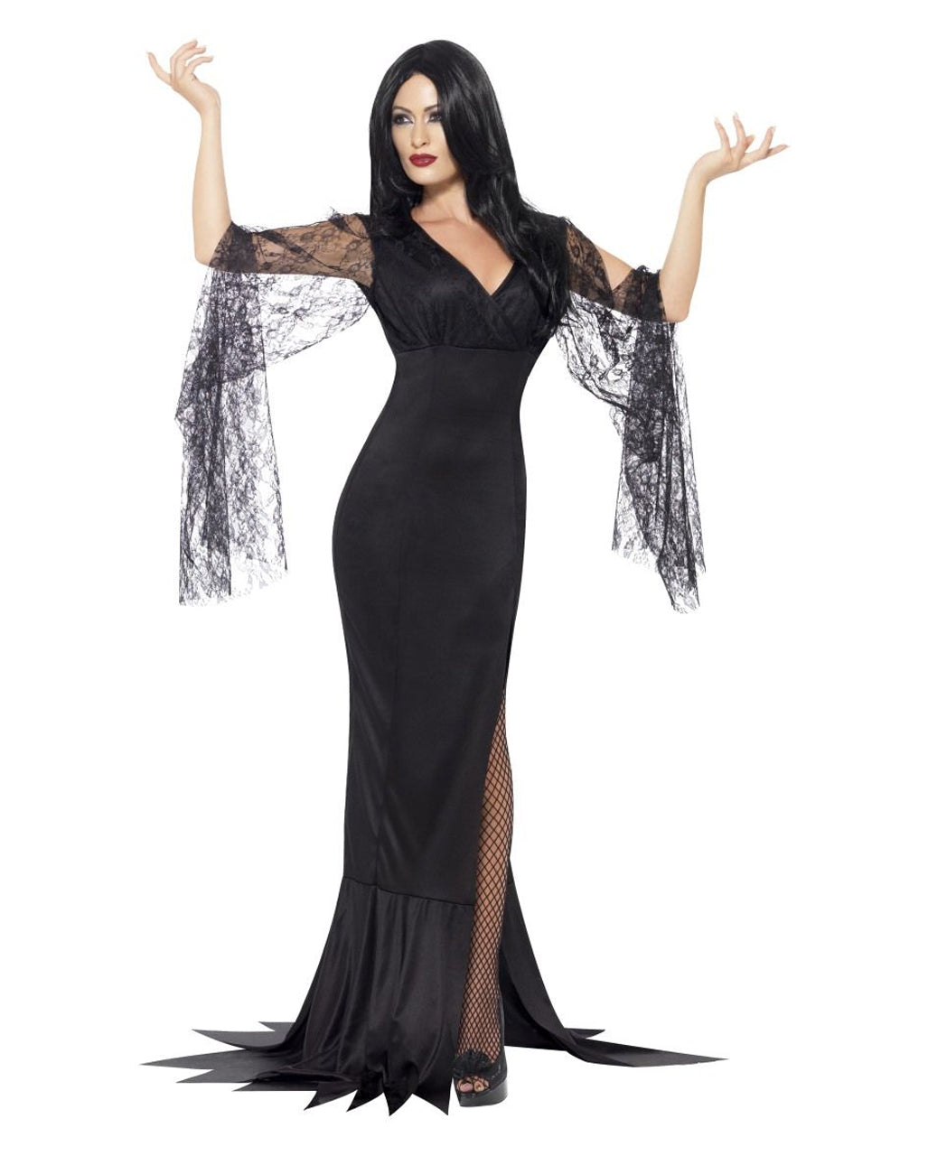 Dámské gotické černé halloweenské šaty až na zem