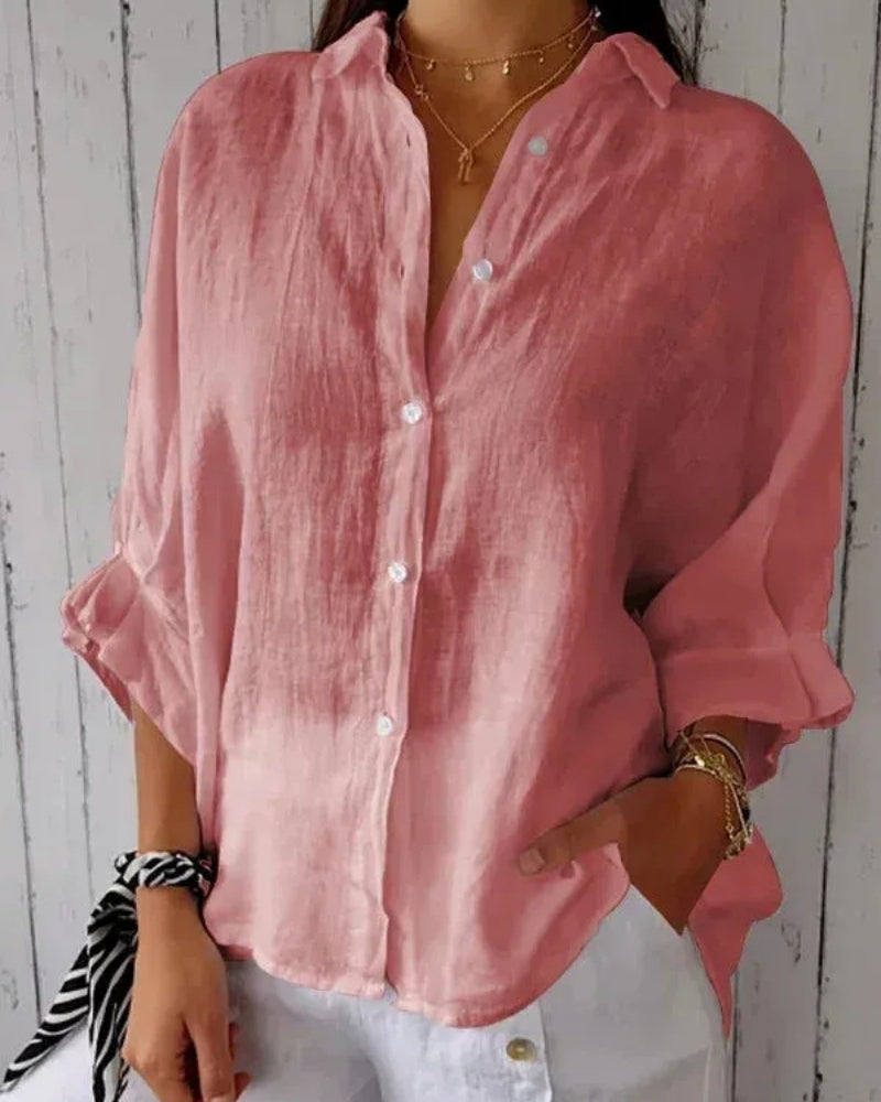 Women’s Lightweight Casual Shirt – Relaxed Roll-Sleeve Button-Up for Travel and Everyday Wear
