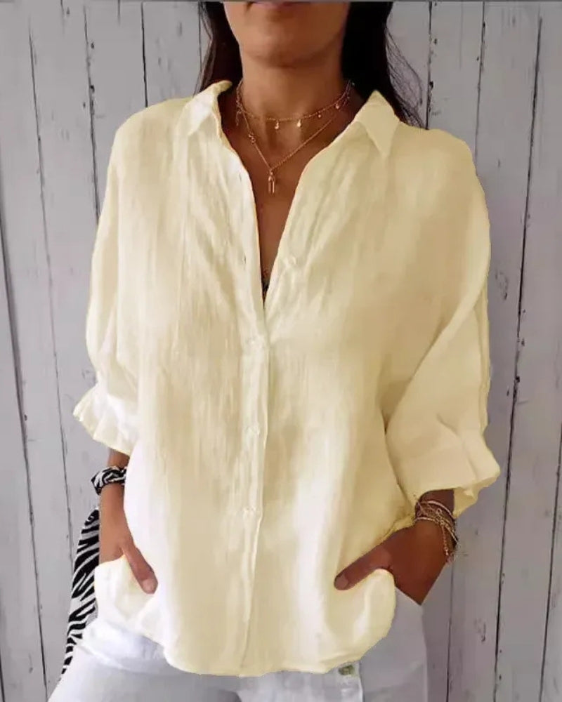 Women’s Lightweight Casual Shirt – Relaxed Roll-Sleeve Button-Up for Travel and Everyday Wear