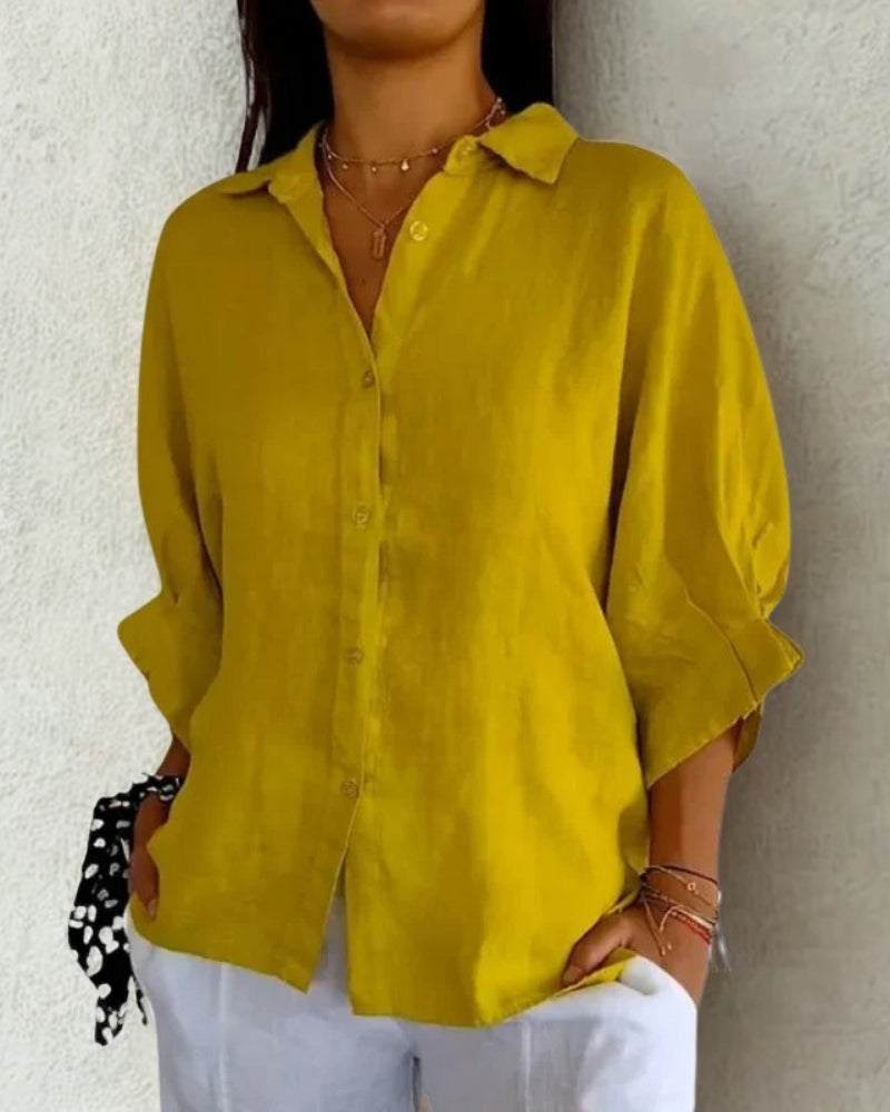 Women’s Lightweight Casual Shirt – Relaxed Roll-Sleeve Button-Up for Travel and Everyday Wear