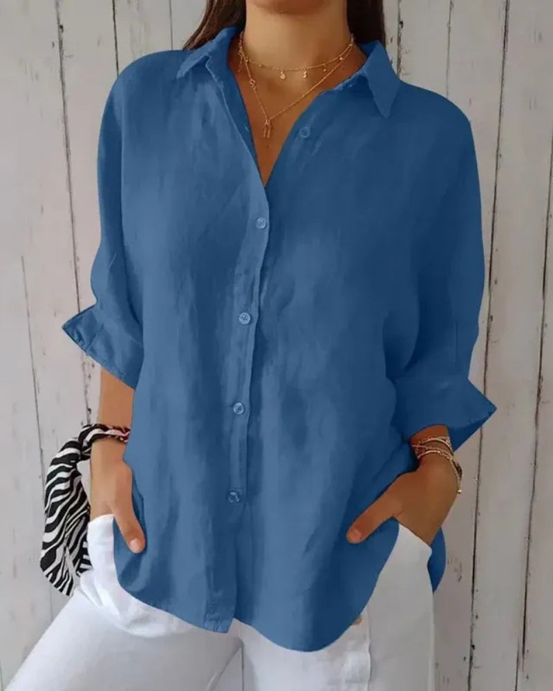 Women’s Lightweight Casual Shirt – Relaxed Roll-Sleeve Button-Up for Travel and Everyday Wear