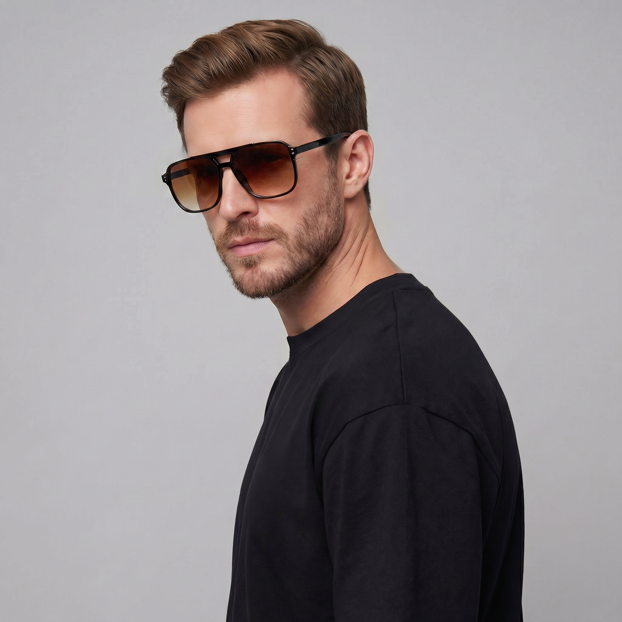 Ochelari de soare pentru bărbați cu ramă pătrată, inspirați retro, moderni pentru activități în aer liber