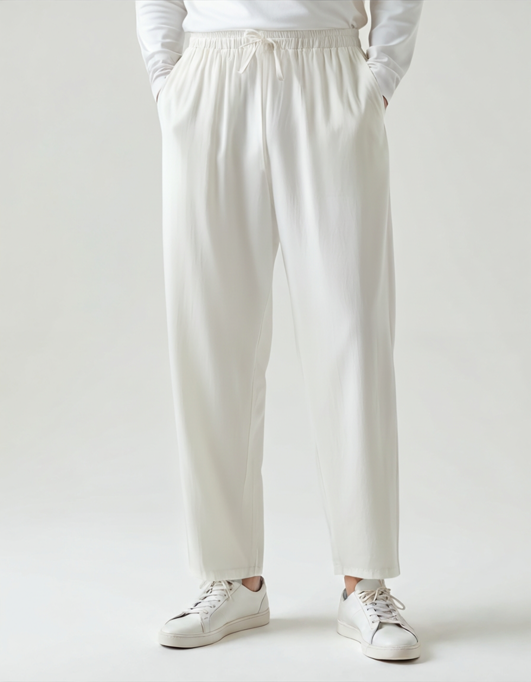 Pantalones de lino para hombre con cordón, estilo relajado, pantalones cómodos para el día a día