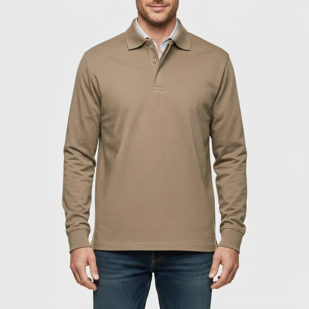 Men’s Long-Sleeve Polo Shirt – Smart Casual Top for Daily and Office Wear