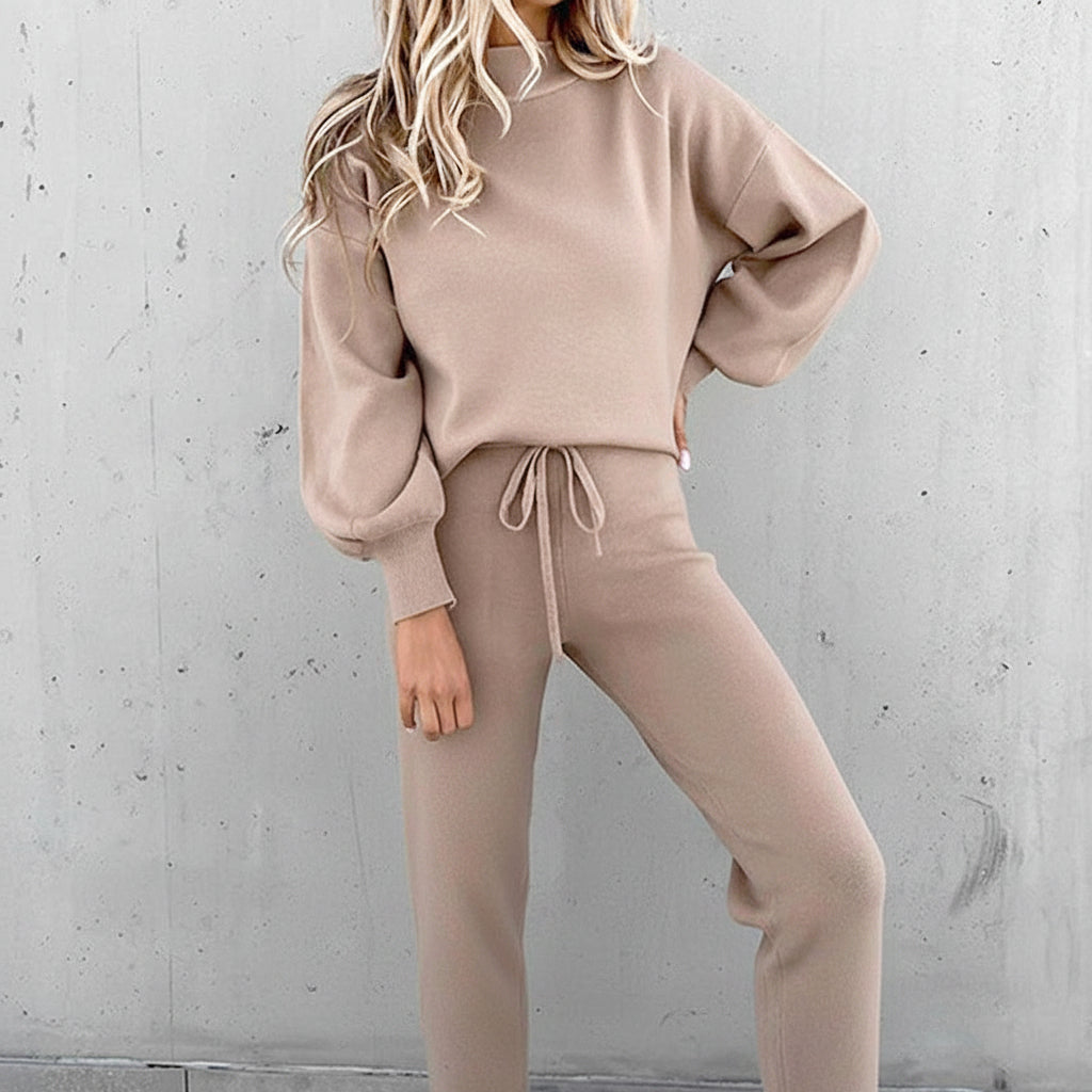 Dames-sweatshirt met opstaande hals en joggingbroek – comfortabele loungewear voor koelere dagen