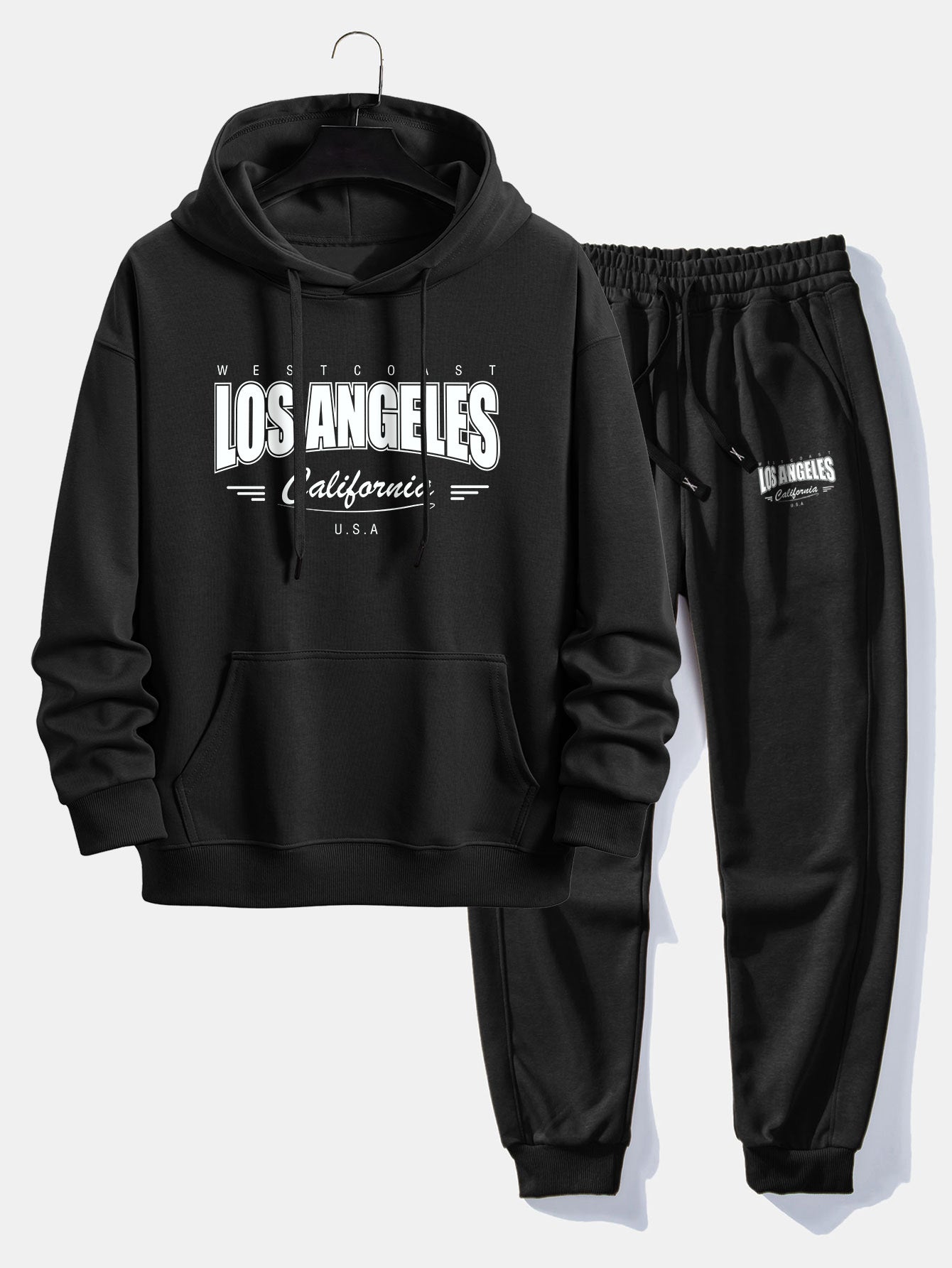 Men’s Cotton Blend Tracksuit – Relaxed Printed Hoodie and Joggers for Everyday Streetwear