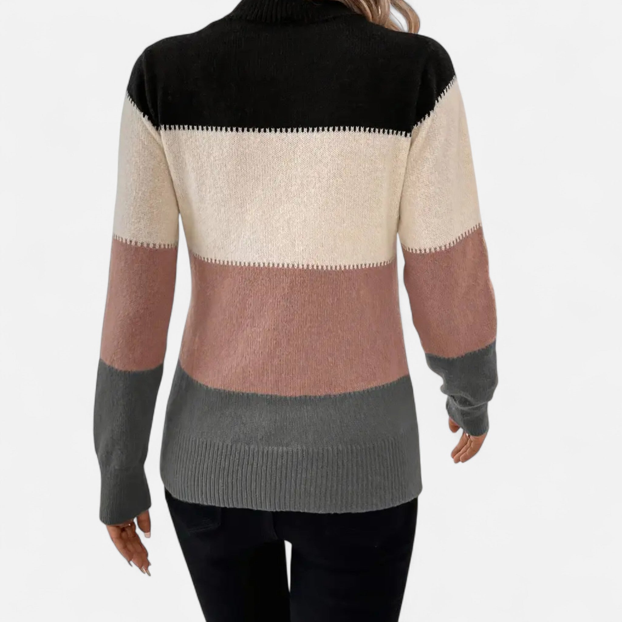 Valmonti | Women’s Striped Knit Crew Neck Sweater