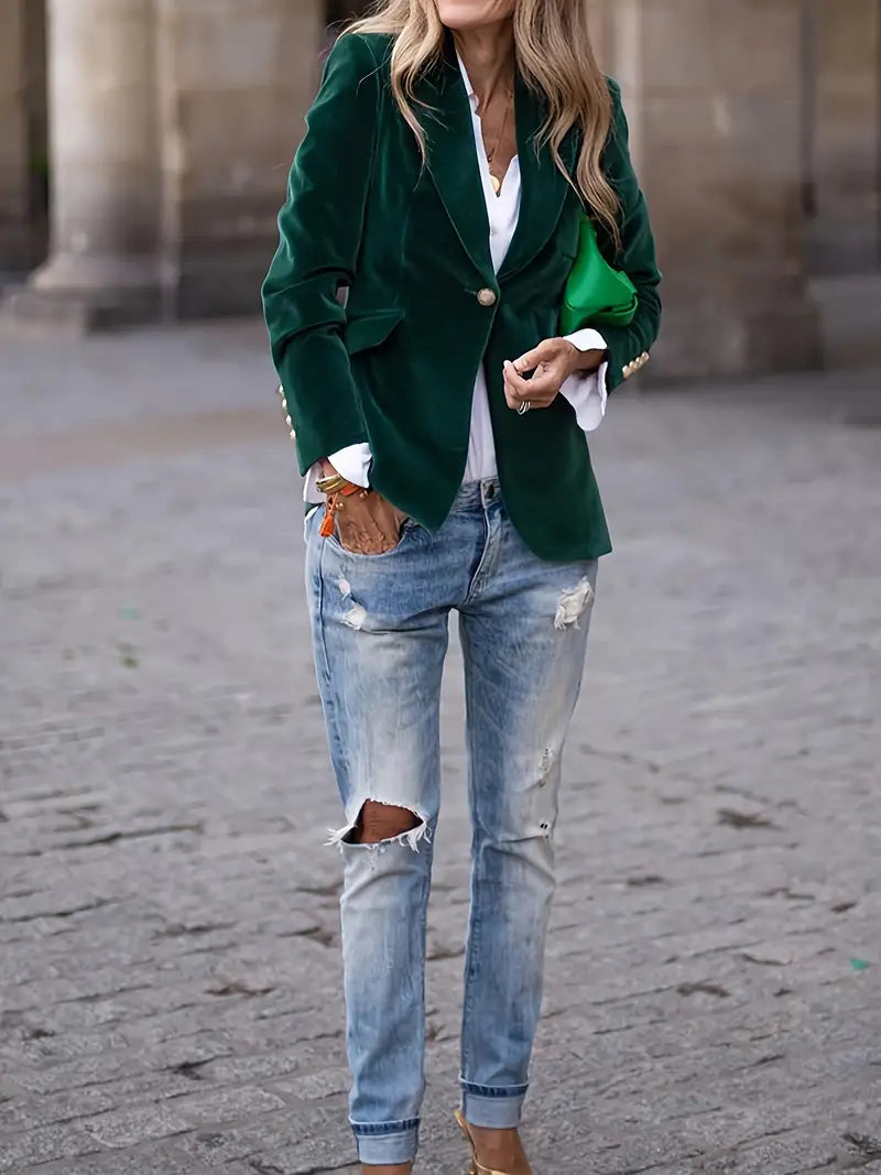Dámské vypasované sako na jeden knoflík – klasické kancelářské sako pro smart casual i společenské příležitosti