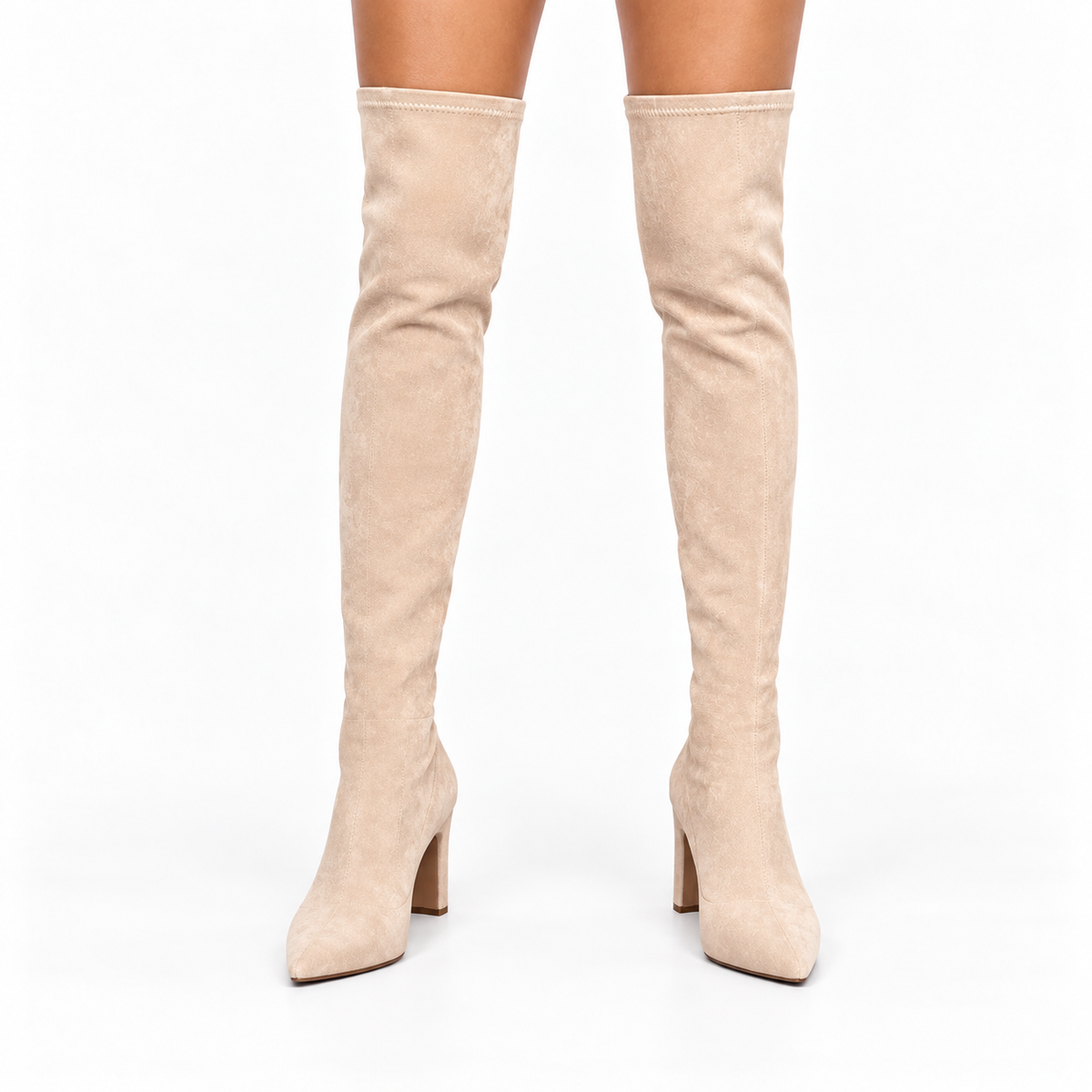 Botas de ante para mujer por encima de la rodilla con tacón - Estilo de tacón de aguja y punta fina para las tardes elegantes de otoño e invierno y las ocasiones sociales sofisticadas