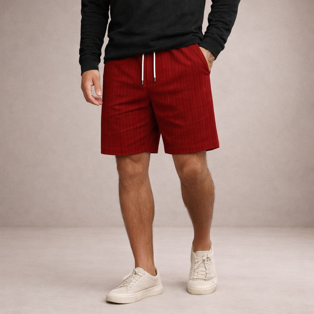 Pantaloni scurți de vară pentru bărbați din in, cu șnur, croială casual și lejeră