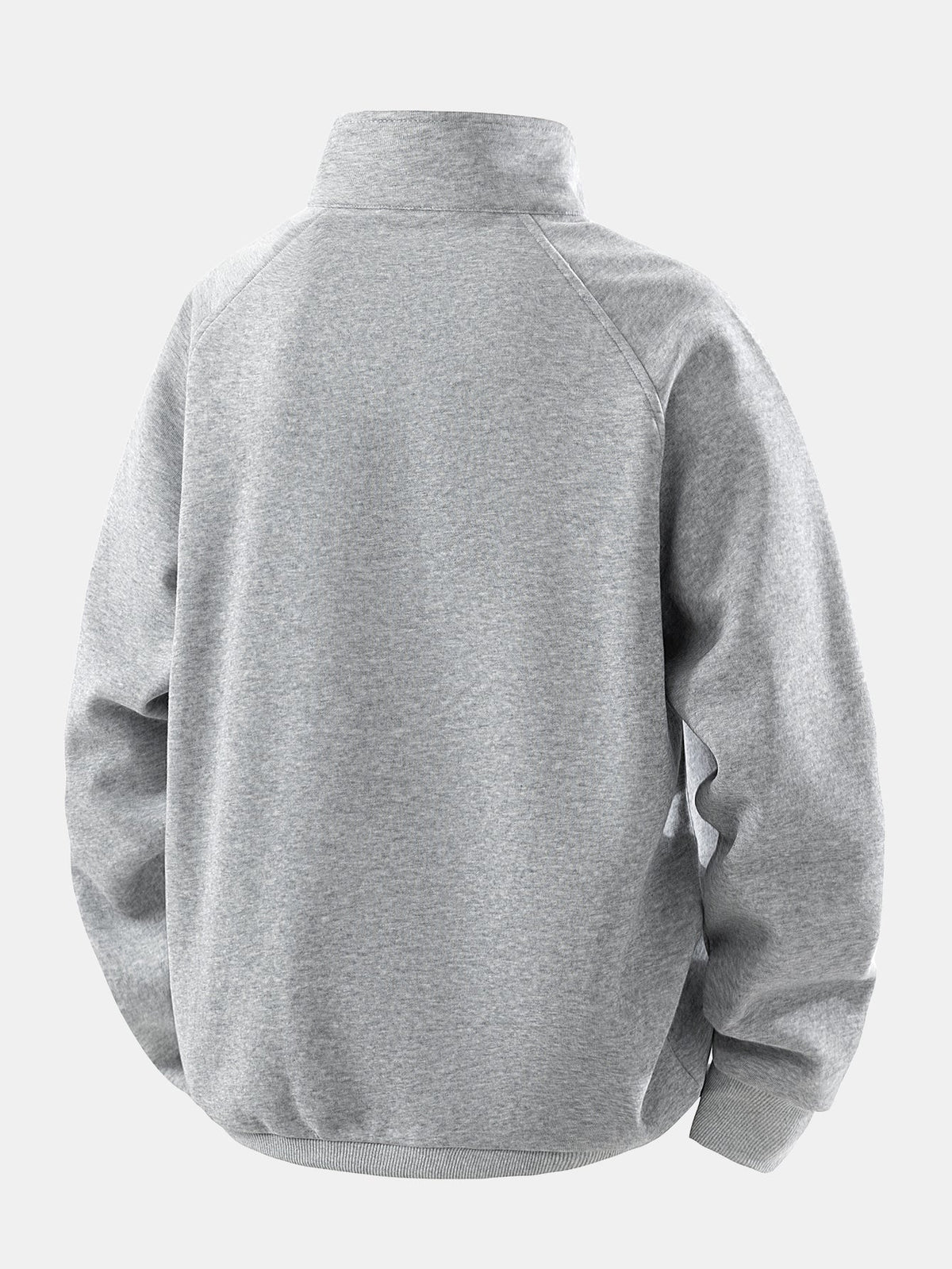 Sweatshirt de mistura de algodão com fecho até ao peito e gola subida para homem - Camisola casual de corte descontraído para o outono e o inverno