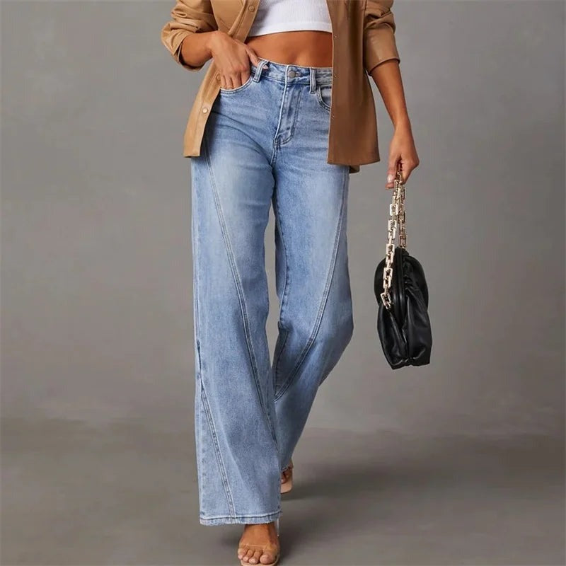 Women’s High-Waisted Wide Leg Jeans Relaxed Denim Trousers