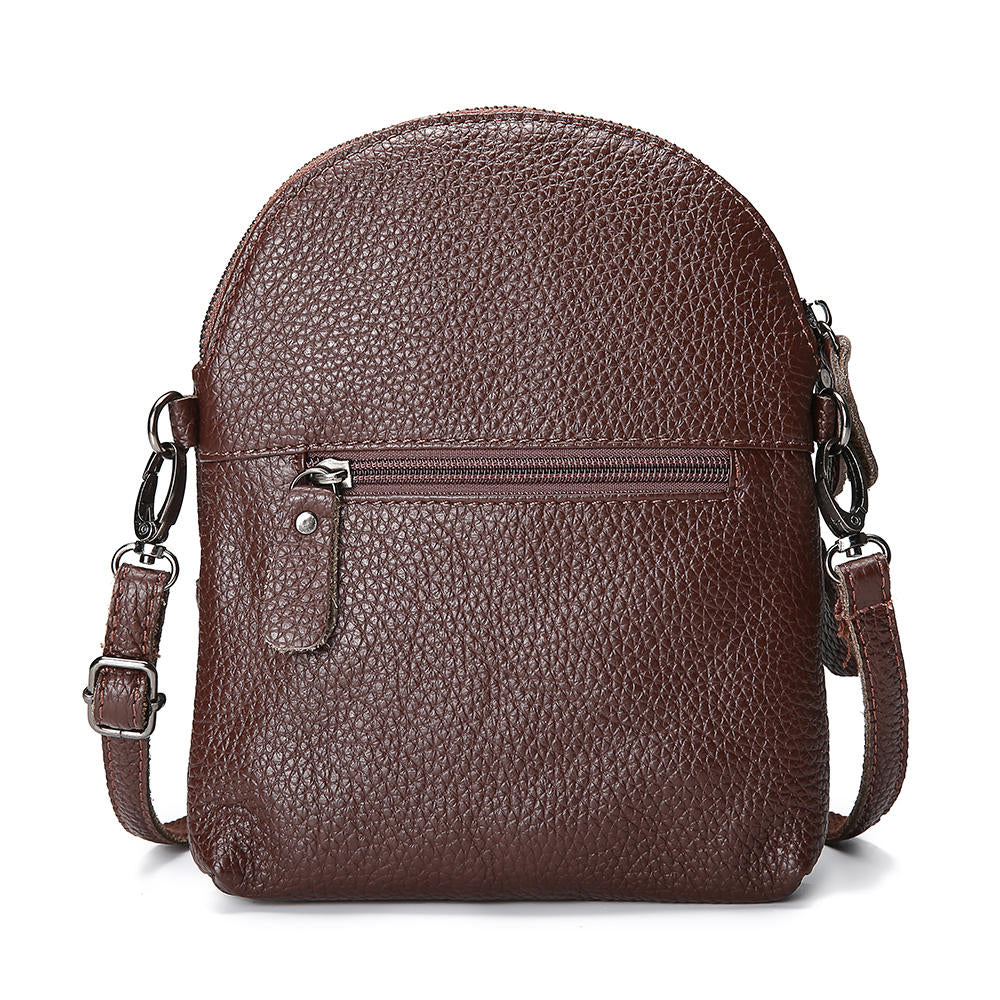 Crossbody-Handytasche aus echtem Leder für Damen – Kompakte Handtasche mit mehreren Taschen und verstellbarem Schulterriemen