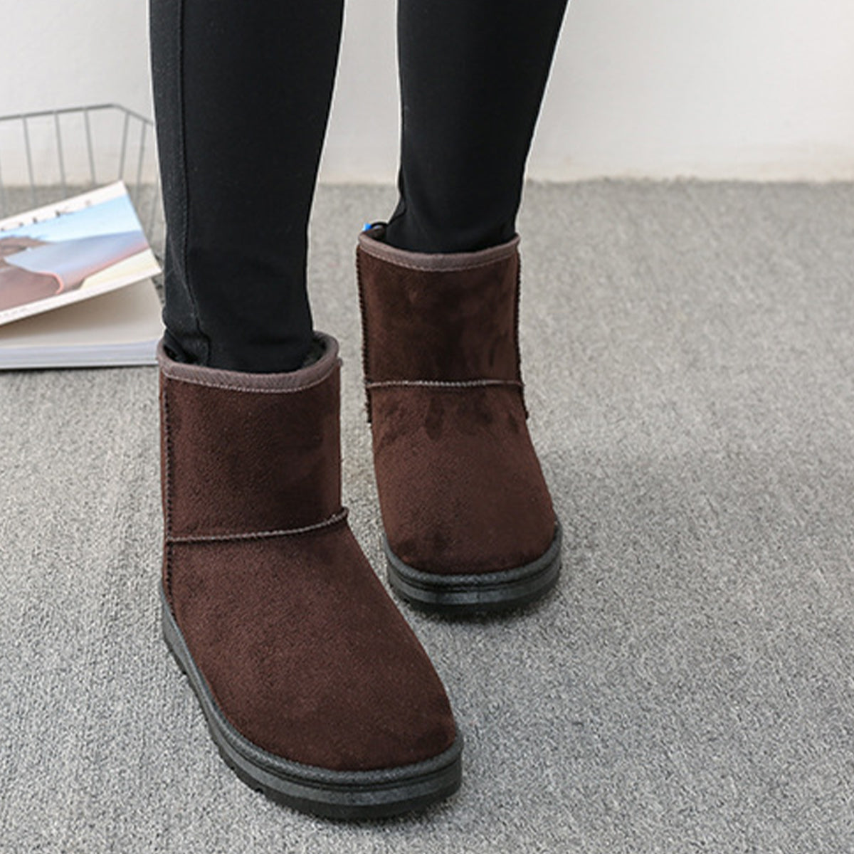 Botas de invierno térmicas USB para mujer - botas de nieve cálidas hasta el tobillo con plantillas extraíbles